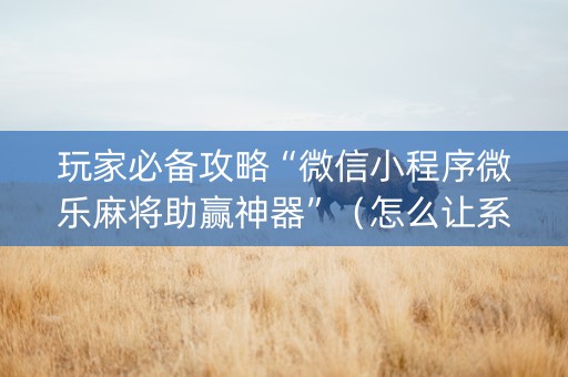 玩家必备攻略“微信小程序微乐麻将助赢神器”（怎么让系统给自己好牌)