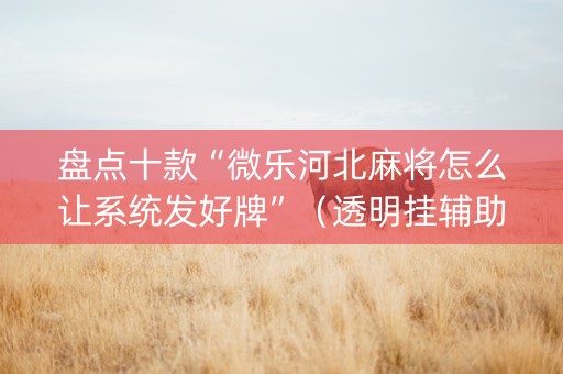 盘点十款“微乐河北麻将怎么让系统发好牌”（透明挂辅助器)