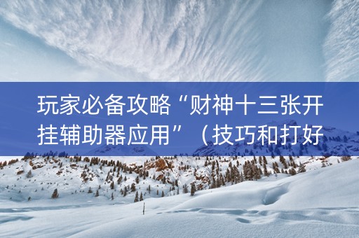 玩家必备攻略“财神十三张开挂辅助器应用”（技巧和打好牌方法)