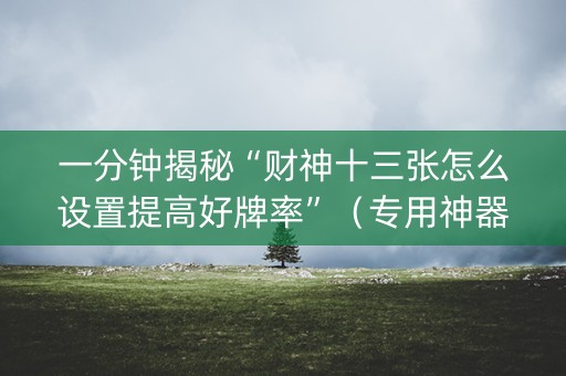 一分钟揭秘“财神十三张怎么设置提高好牌率”（专用神器下载)