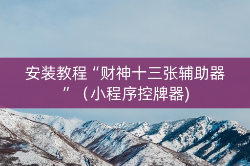 安装教程“财神十三张辅助器”（小程序控牌器)