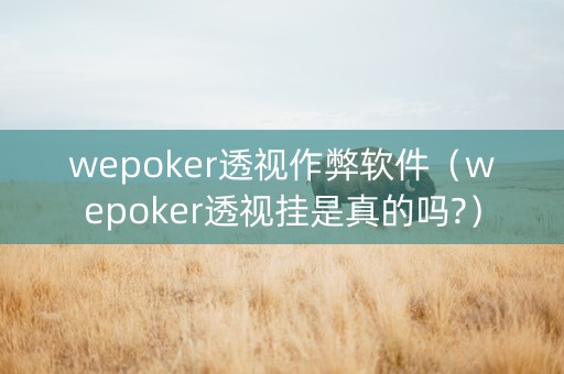 wepoker透视作弊软件（wepoker透视挂是真的吗?）