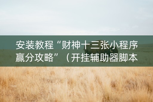 安装教程“财神十三张小程序赢分攻略”（开挂辅助器脚本)