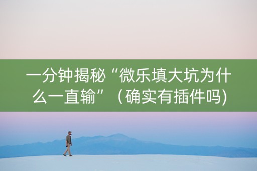 一分钟揭秘“微乐填大坑为什么一直输”（确实有插件吗)