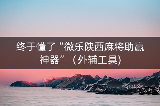终于懂了“微乐陕西麻将助赢神器”（外辅工具)