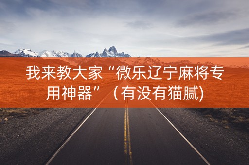 我来教大家“微乐辽宁麻将专用神器”（有没有猫腻)