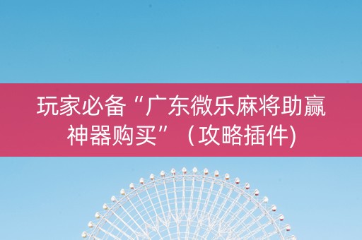 玩家必备“广东微乐麻将助赢神器购买”（攻略插件)