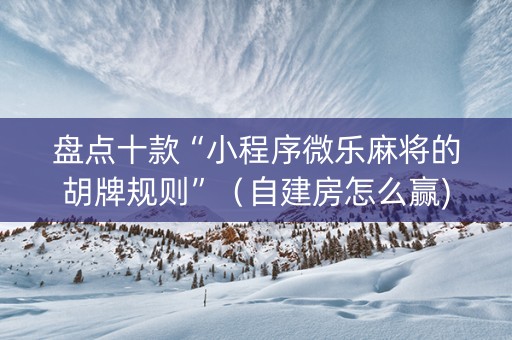 盘点十款“小程序微乐麻将的胡牌规则”（自建房怎么赢)