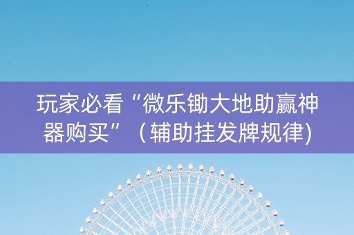 玩家必看“微乐锄大地助赢神器购买”（辅助挂发牌规律)