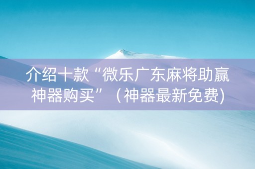 介绍十款“微乐广东麻将助赢神器购买”（神器最新免费)