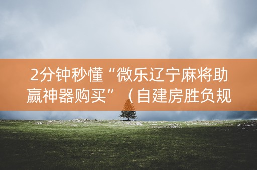 2分钟秒懂“微乐辽宁麻将助赢神器购买”（自建房胜负规律)