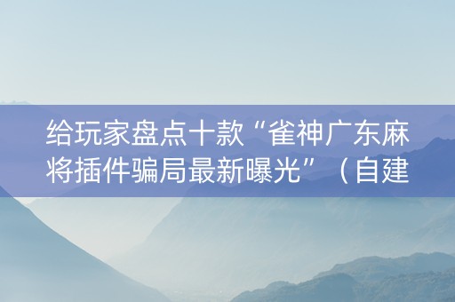 给玩家盘点十款“雀神广东麻将插件骗局最新曝光”（自建房怎么赢)