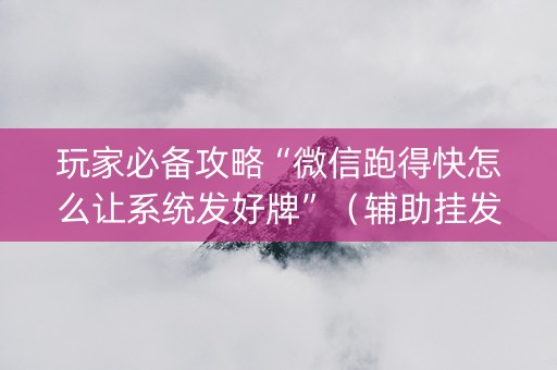 玩家必备攻略“微信跑得快怎么让系统发好牌”（辅助挂发牌规律)