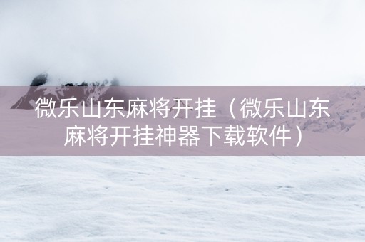微乐山东麻将开挂（微乐山东麻将开挂神器下载软件）