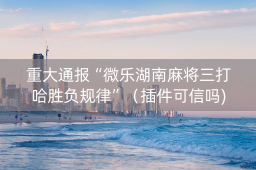 重大通报“微乐湖南麻将三打哈胜负规律”（插件可信吗)
