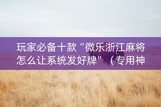 玩家必备十款“微乐浙江麻将怎么让系统发好牌”（专用神器下载)