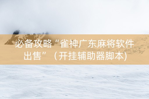 必备攻略“雀神广东麻将软件出售”（开挂辅助器脚本)