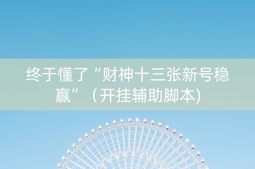 终于懂了“财神十三张新号稳赢”（开挂辅助脚本)