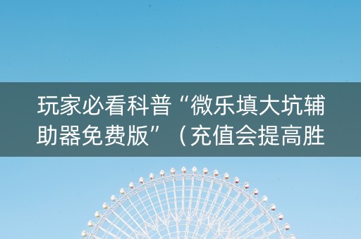 玩家必看科普“微乐填大坑辅助器免费版”（充值会提高胜率么)