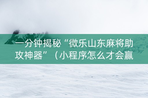 一分钟揭秘“微乐山东麻将助攻神器”（小程序怎么才会赢)