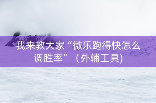 我来教大家“微乐跑得快怎么调胜率”（外辅工具)