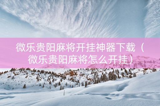 微乐贵阳麻将开挂神器下载（微乐贵阳麻将怎么开挂）