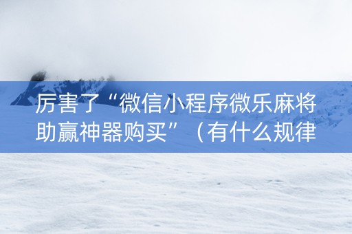 厉害了“微信小程序微乐麻将助赢神器购买”（有什么规律)