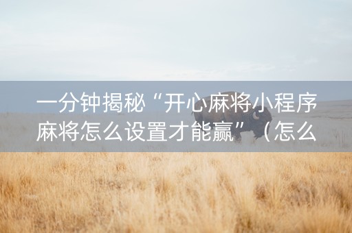 一分钟揭秘“开心麻将小程序麻将怎么设置才能赢”（怎么提高胜率)