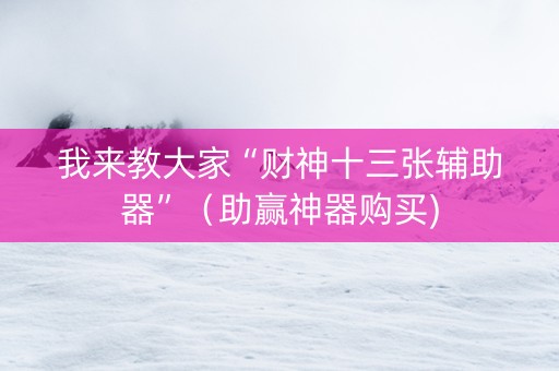 我来教大家“财神十三张辅助器”（助赢神器购买)
