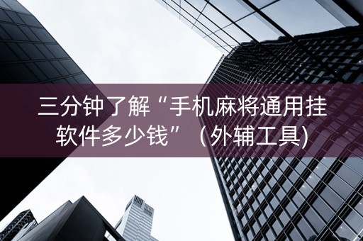 三分钟了解“手机麻将通用挂软件多少钱”（外辅工具)