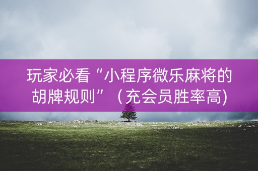 玩家必看“小程序微乐麻将的胡牌规则”（充会员胜率高)