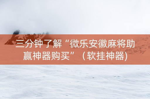 三分钟了解“微乐安徽麻将助赢神器购买”（软挂神器)