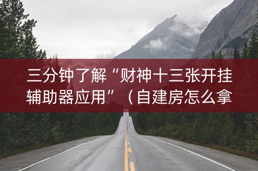三分钟了解“财神十三张开挂辅助器应用”（自建房怎么拿好牌)