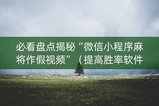 必看盘点揭秘“微信小程序麻将作假视频”（提高胜率软件)