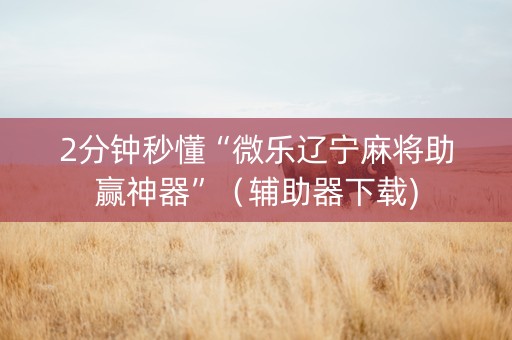 2分钟秒懂“微乐辽宁麻将助赢神器”（辅助器下载)