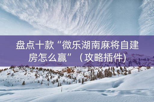 盘点十款“微乐湖南麻将自建房怎么赢”（攻略插件)