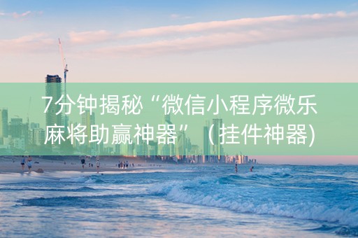 7分钟揭秘“微信小程序微乐麻将助赢神器”（挂件神器)