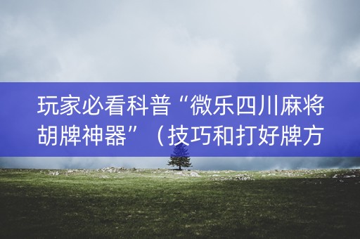 玩家必看科普“微乐四川麻将胡牌神器”（技巧和打好牌方法)