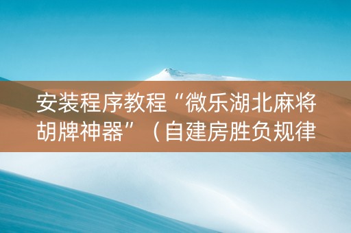 安装程序教程“微乐湖北麻将胡牌神器”（自建房胜负规律)