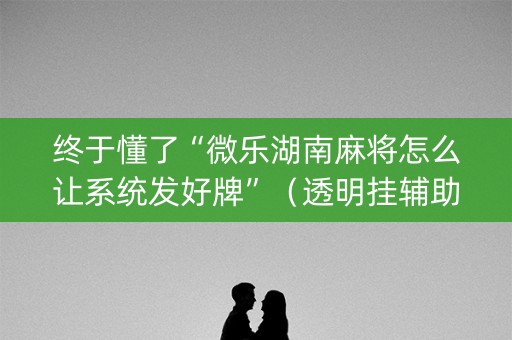 终于懂了“微乐湖南麻将怎么让系统发好牌”（透明挂辅助器)