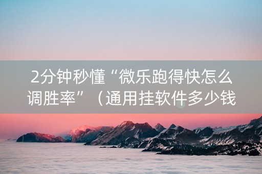 2分钟秒懂“微乐跑得快怎么调胜率”（通用挂软件多少钱)