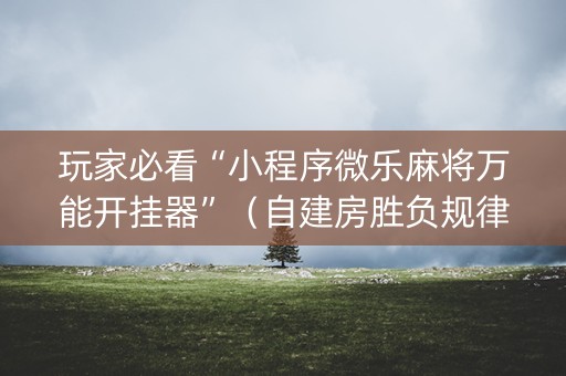 玩家必看“小程序微乐麻将万能开挂器”（自建房胜负规律)