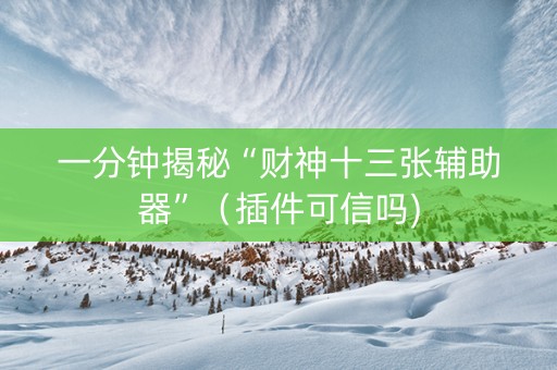 一分钟揭秘“财神十三张辅助器”（插件可信吗)