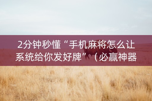 2分钟秒懂“手机麻将怎么让系统给你发好牌”（必赢神器)