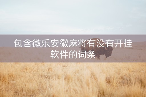 包含微乐安徽麻将有没有开挂软件的词条