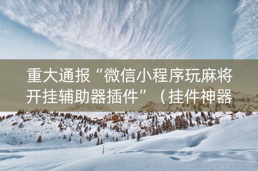 重大通报“微信小程序玩麻将开挂辅助器插件”（挂件神器)