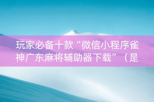 玩家必备十款“微信小程序雀神广东麻将辅助器下载”（是否能开挂)