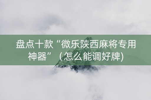 盘点十款“微乐陕西麻将专用神器”（怎么能调好牌)