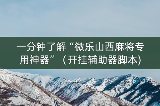 一分钟了解“微乐山西麻将专用神器”（开挂辅助器脚本)
