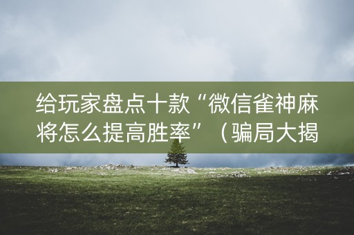 给玩家盘点十款“微信雀神麻将怎么提高胜率”（骗局大揭秘)